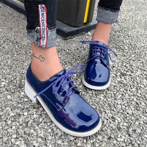 PXELENA 2020 Spring New Japanese Shoes Women Creepers Patent Leather Chunky Block Lace Up Harajuku Lady Oxfords Large Size 34-45