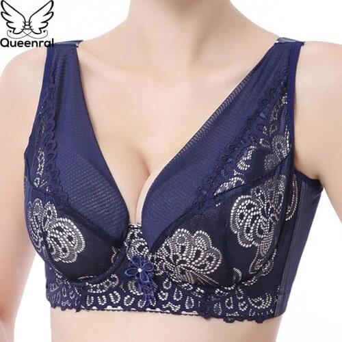 Queenral Full Cup Bras For Women Underwear BH Plus Size DEF 38-52 Underwire Push Up Brassiere Ladies Intimates bralette Lingerie
