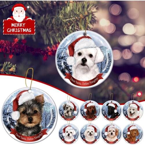 Cute Dog Print Christmas Ornaments Hanging Decoration Gift Product Personalized Family Gift Wrapping Supplies Wedding Favors 5G