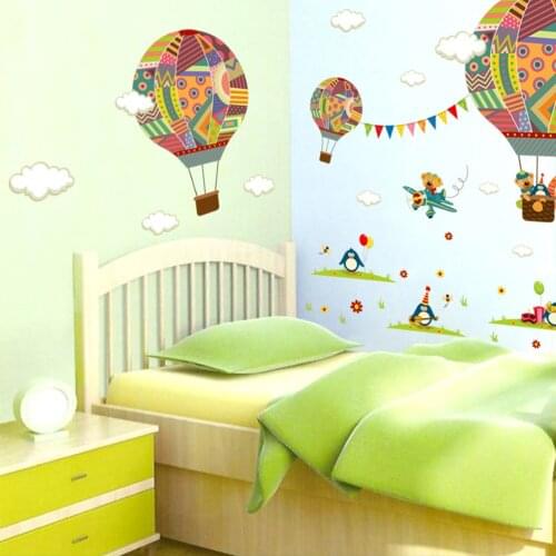 Airplane Bear Hot Air Balloons Penguin Removable Wall sticker Nursery Decals For Kids Room Home Decoration Mural