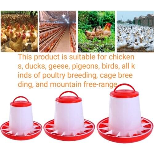 T21D Chicken Feeder Durable Automatic Poultry Food Dispenser with Handle Hanging Poultry Food Container with Handle
