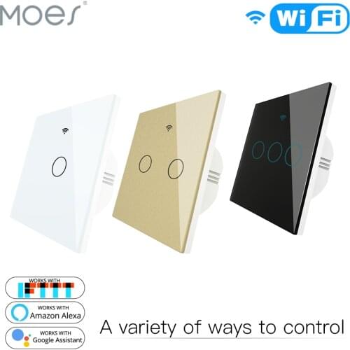 WiFi Smart Glass Panel Light Switch Tuya App Remote Control Work With Alexa Echo Google Home RF433 EU Type Touch 1/2/3 Gang