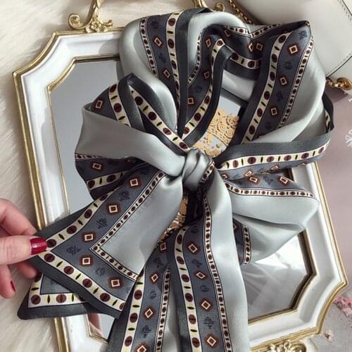 2021 spring Korean version of all-match women scarf silk hand-feel double-sided printing scarf thin section scarf 15x150cm