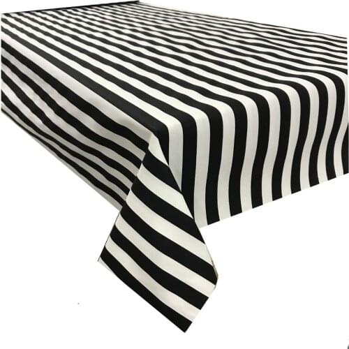 Zeren Home Black White Striped Pattern Carefree Table Cloth 160x160 cm