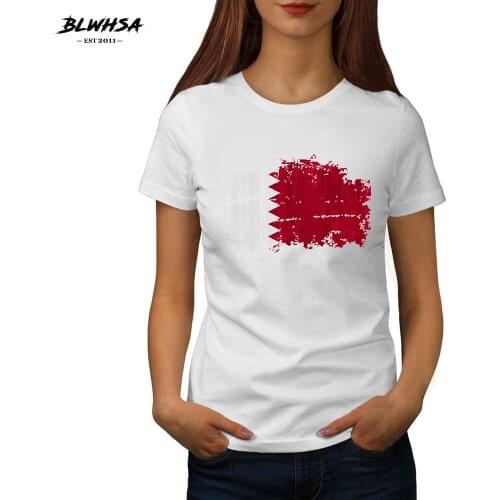 BLWHSA T Shirt Women Summer Short Sleeve O-Neck Cotton All-Match Tees Tops Female Casual Qatar Nostalgic Flag T-Shirts