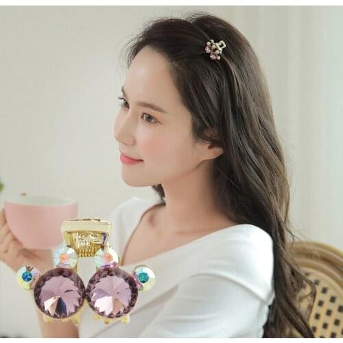CHIMERA Metal Hair Claw Clip Purple Crystal Hair Clamp Crab Women Elegant Gold Hollow Geometric Headband Hairpin Hair Accessorie