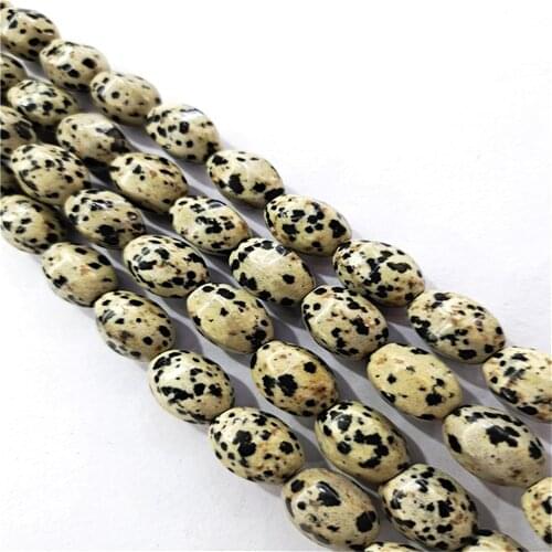 1 Strand/28pcs 14x10mm Wholesale Natural Dalmation Jasper Hexagon Facet Loose Rice Beads DIY Jewelry Accessories 15.5inch S502