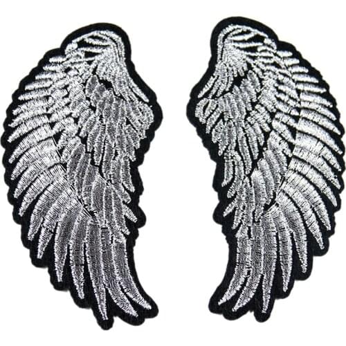 1 Pair Wings of Silver Angels Patch DIY Angel Wings Patches for Kids Clothes Iron on Embroidered Patch