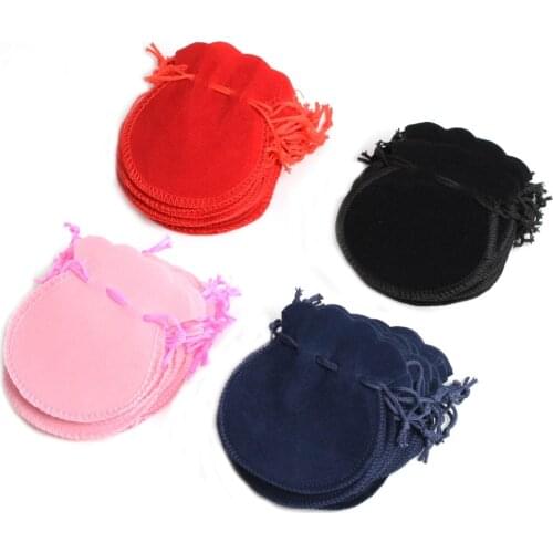 100pcs 70*80mm Mix Colors Round Velvet Pouch Drawstring Jewelry Gift Bag Pouches,Party Xmas Birthday Packaging Wedding Gift bags