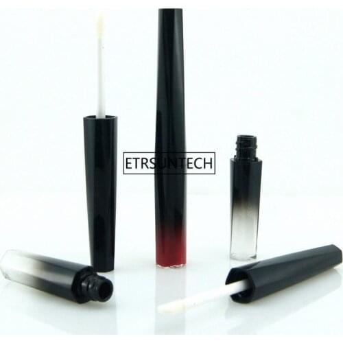 100pcs 3ml Lipstick Tube Empty Plastic Lip Gloss Women Cosmetic Container Tube Brush Black Cap Lip Balm Tube F3914