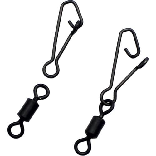 20PCS Carp Fishing Quick Snap Hook Leader Swivel Clips Hook Bait Connector Clips for Carp Fishing Rigs Making Tackle Accessories