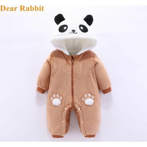 2020 Winter Panda Baby Hoodie Rompers Overalls Bodysuit Jumpsuit Newborn Girl Boy cotton Snowsuit Kids infant Snow Wear clothes