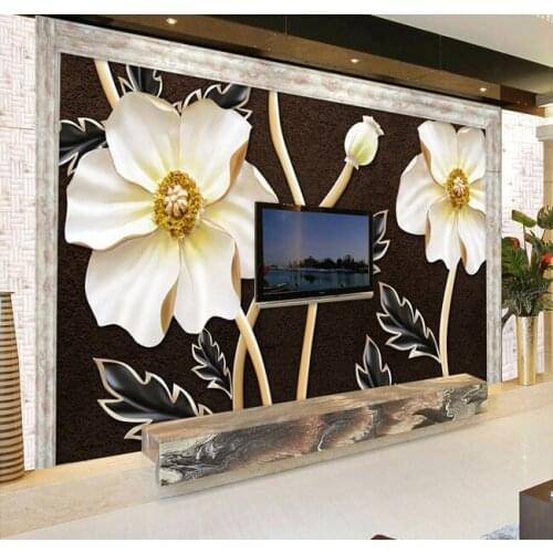 Custom 3D Wallpaper, embossed flowers murals for the living room bedroom TV background wall vinyl wallpaper papel de parede