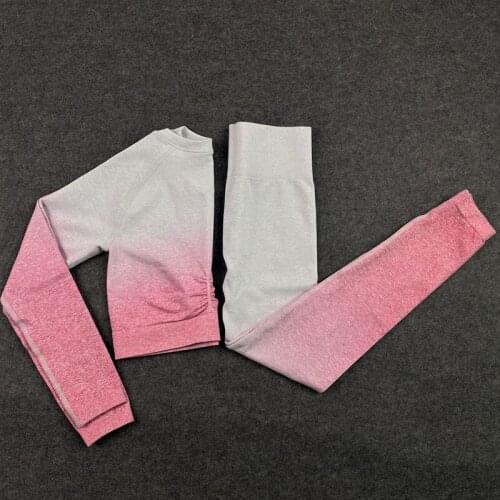 Aersem Gym Sports Yoga Set Women Workout Clothes Seamless Long Sleeve Crop Top+Pants Hips Lifting Winter Sportswear Yoga Female