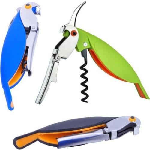 Free Shipping New Fashion Design Stainless Steel Muti-Color Parrot Bottle Red Wine Opener