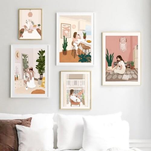 Boho Sexy Girls Home Daily Life Fashion Wall Art Canvas Painting Nordic Posters And Prints Wall Pictures For Living Room Decor