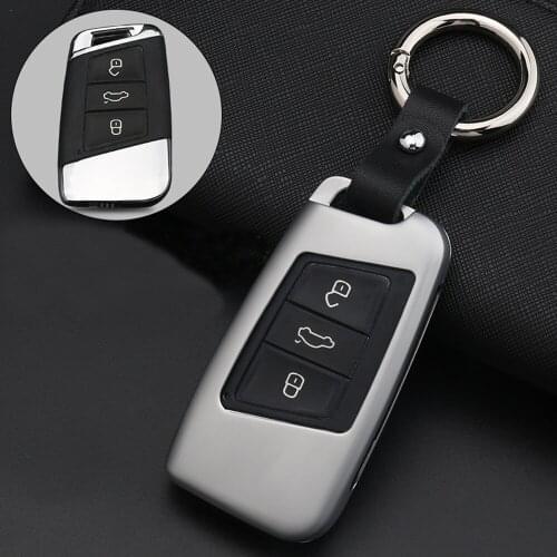 Gold Zinc alloy Smart key fob Remote 3 Buttons Key Car Cover For Volkswagen VW Magotan Passat B8 Skoda A7 key case shell set