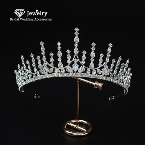 CC Crown Tiara Hairband Wedding Accessories Women Hair Jewelry Gorgeous Queen Tiaras and Crowns Party Beach Headwear Fine HG1286
