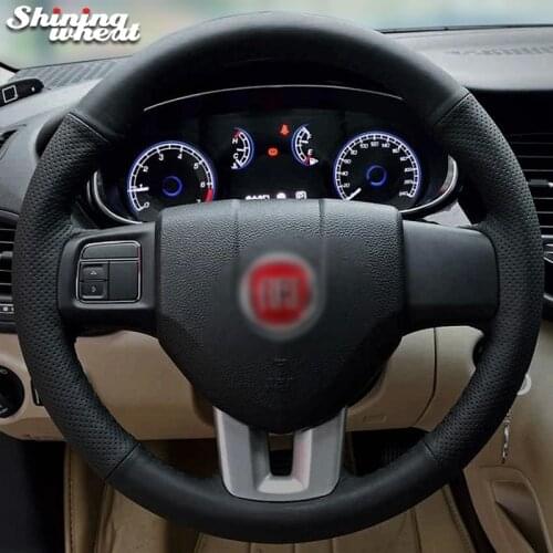BANNIS Black Leather Car Steering Wheel Cover for Dodge Dart