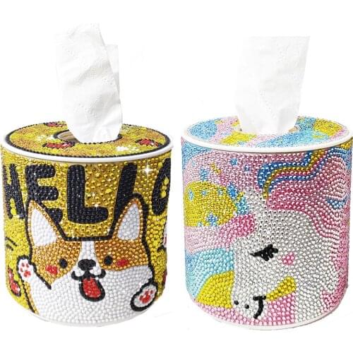 DIY 3D special-shaped diamond picture scroll cylinder tissue box 5D puzzle storage box mandala diamond embroidery cartoon home d