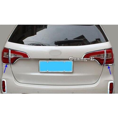 For Kia Sorento 2013 2014 Car Detector ABS Chrome Cover Trim Back Tail Rear Light Lamp Frame Parts 4pcs