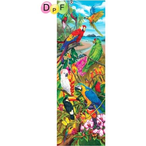 DPF 5D full Round DIY Magic Cube Diamond Embroidery a group of parrot Diamond Painting Cross Stitch Crafts Mosaic Home Art Decor