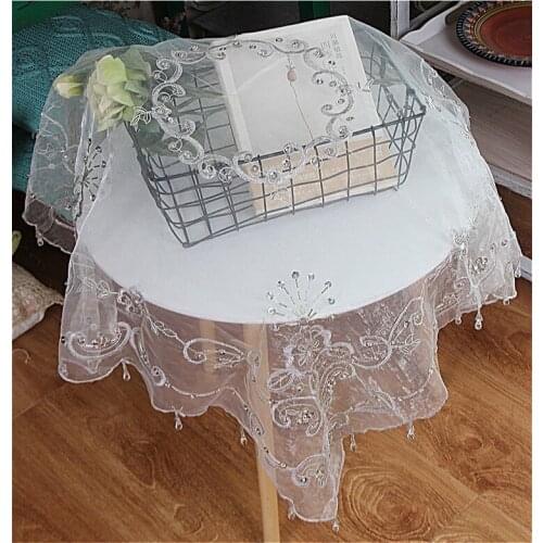 European Pastoral Crystal Clear Hand-beaded Embroidered Tablecloth TV Refrigerator Dust Cover Towel Christmas Wedding Decoration