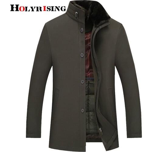 Holyrising Mens Wool Blend Jackets Full Winter casaco masculino Removable collar winter jacket Male Winter Pea Coat 18557-5