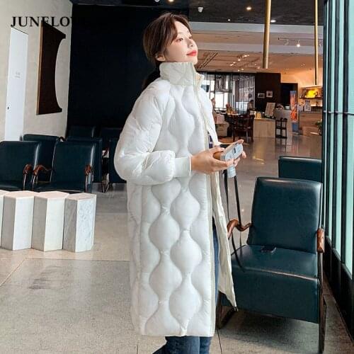 JuneLove 2021 Warm Loose Thick Cotton-padded Jacket Woman Parkas Coat Fashion New Winter Solid all-match Mid-Length Thick Coat