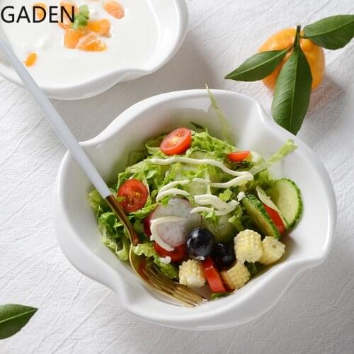 Ceramic Pure White Tableware Large Noodle Bowl Creative Soup Bowl Salad Bowl Dessert Bowl Watermelon Fruit Bowl Side Dish Bowl