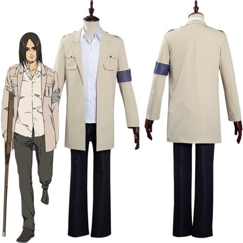 Attack on Titan The Final Season Eren Jaeger Cosplay Costume Coat Shirt Uniform Suit Outfits Halloween Carnival Costumes