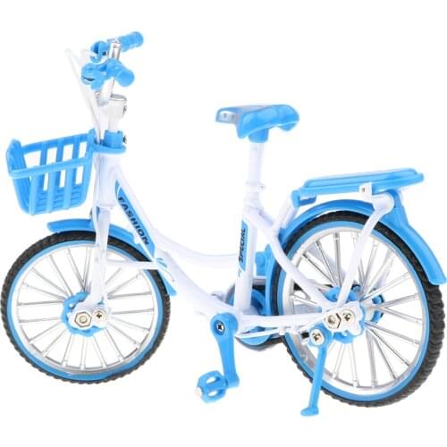 1:10 Blue Die-cast Bike Model, Metal BM-X mini Bicycle with Basket Collectibles Presents
