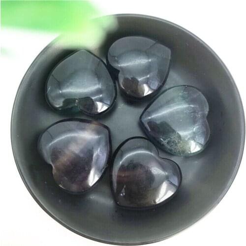 Natural Colorful Fluorite Quartz Crystal Heart Shaped Healing Stones Decoration Natural Stones and Minerals