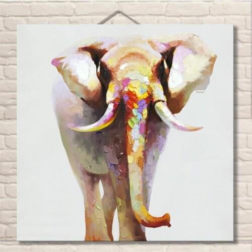 Noah Art Colorful Hand Painted Modern Abstract Animal Oil Paintings Funny Cartoon Elephant Painting Wall Pictures for Room Decor