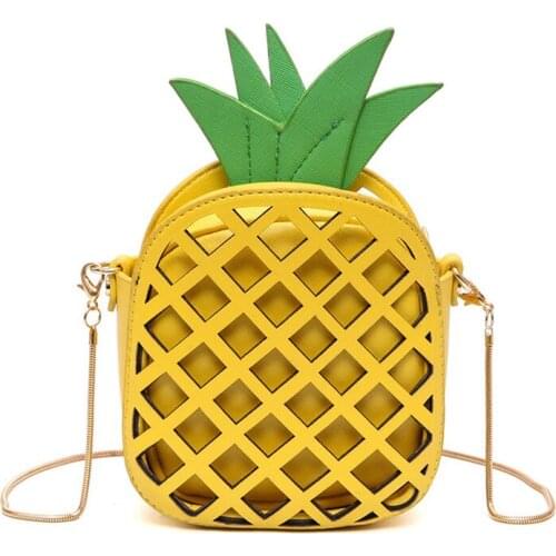 2021 Spring new fashion fun pineapple small square bag casual hit color chain shoulder bag Messenger bag z990