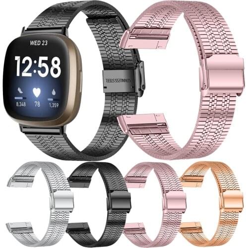 Essidi New Stainless Steel Watch Band For Fitbit Versa 3 2 1 Versa Lite Bracelet Wrist Strap Correa For Fitbit Sense Loop