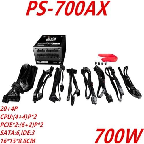 New PSU For 1Stplayer Brand Black Widow Full Module Intel ATX RX460 GTX1050 Dual CPU Server 700W Power Supply PS-700AX