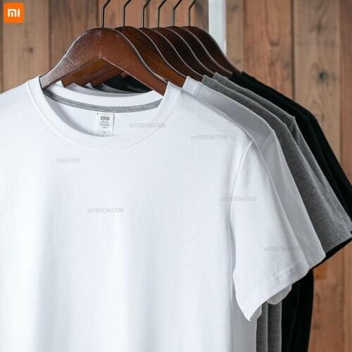 200g overweight solid color casual basic cotton short-sleeved mens new spring and summer t-shirt for xiaomi home youpin