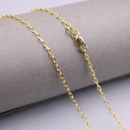 Real 18k Yellow Gold Necklace Width 1.8mm Oblong Rolo Link Chain 23.62"L About 2.52g For Woman