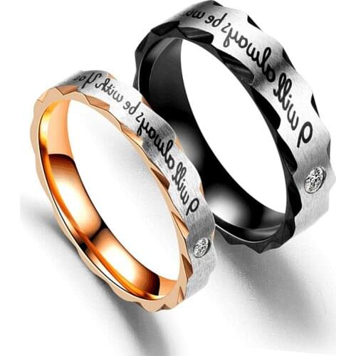 Stainless Steel Setting Zircon Rosegold Couple Rings for Women Men Korean Fashion Engagement Titanium Ring Wedding Jewelry Gift