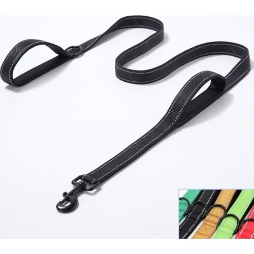 Dog Leash Rope Reflective Two Handle Small Medium Large Pet Lead Rope Nylon Durable Walking Running Training for Dog