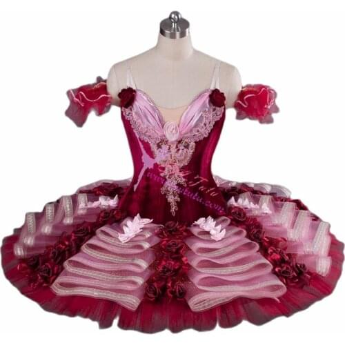 Adult Professional Ballet Tutus Burgundy Red Performance Classical Ballet Tutu Ballerina Pancake Ballet Tutu ballet Costume