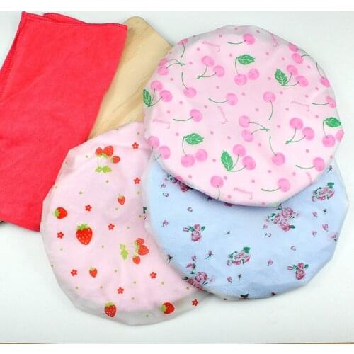Cartoon Cute Strawberry Waterproof Shower Cap Thicken Bath Hat Bathing Cap For Women Anti Oil Hat 1pcs Bathroom Accessories