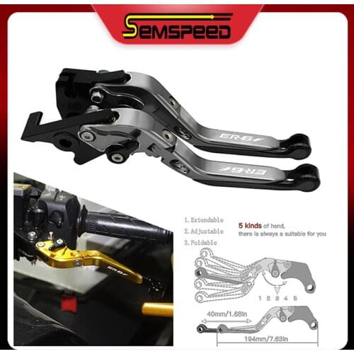 For Kawasaki ER-6F ER6F 2017 2018 2019 2020 SEMSPEED Motorcycle CNC Folding Extendable Brake and Clutch Long Levers With Logo