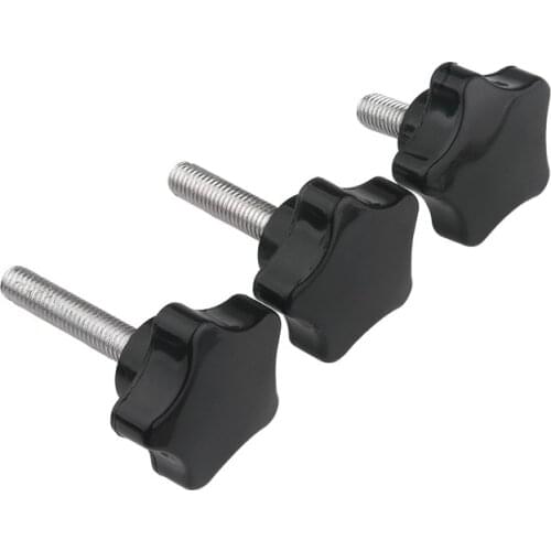 1pcs M8 x 50mm 32# Thread Replacement Star Hand Knob Bakelite Hand Tighten Screw Tightening Screw Black Head diameter 32mm