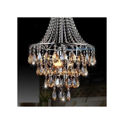 Modern Brief Cognac Color Class A K9 Crystal Chandeliers AC90-260V Diameter 40cm High 65cm 3* E14 Light Source Free Shipping