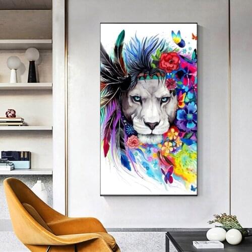 Modern Style Handsome Animal Lion Canvas Painting Wall Art Nordic Posters and Prints Wall Pictures for Living Room Decoration