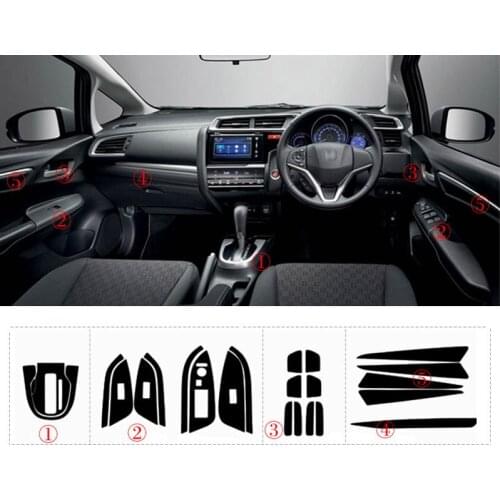 Car-Styling 3D Carbon Fiber Car Interior Center Console Color Change Molding Sticker Decals For RHD Honda Fit 2014-2017
