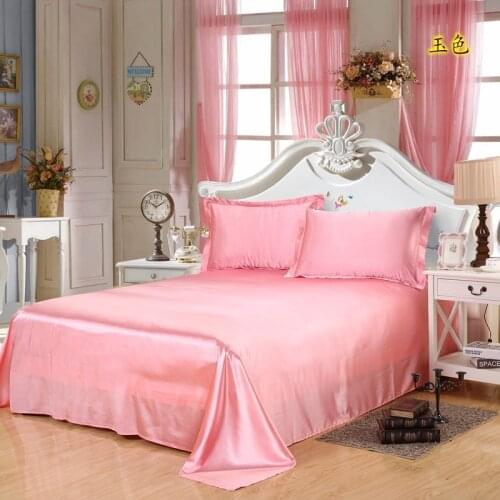 Warm Satin Silk Bed Seet King Queen Twin Size Solid Black Flat Bedsheet Bedspread High Quality Sheets No Pillow Covers