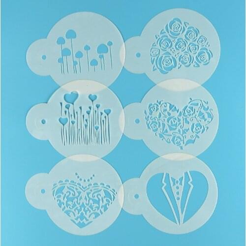 6pc Heart Shape Roses Stencil DIY Painting Template Walls Scrapbooking Photo Album Embossing Drawing Office School Supplies